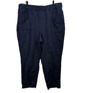 Quince Womens European Linen Tapered Ankle Pants Size XL Deep Navy Minimalist